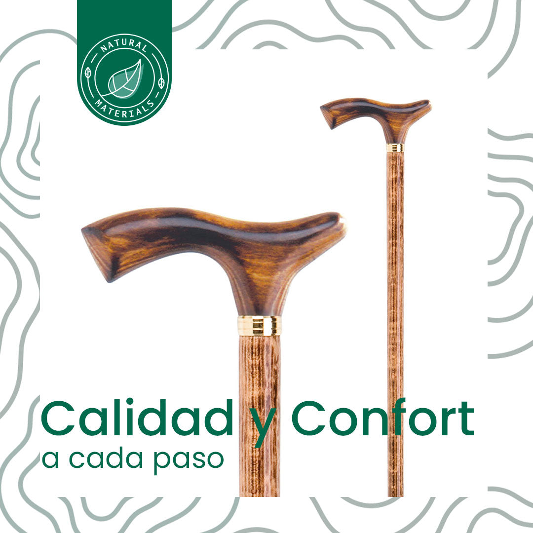 Bastón de Paseo 204 | Palo y Puño de Madera Haya | Cómodo y Ligero | Puño Decorativo y Elegante | Rígido y Resistente | Flexor Care