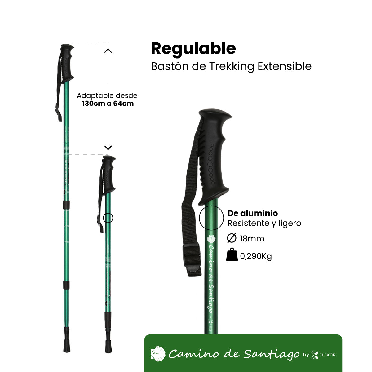 Bastón de Trekking "Camino de Santiago" – Altura Ajustable, Amortiguación, Aluminio Ligero