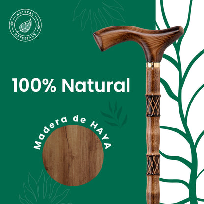Bastón Clásico de Madera de Haya | Ligero y Cómodo | Resistente y Elegante