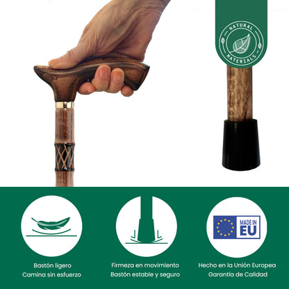 Bastón Clásico de Madera de Haya | Ligero y Cómodo | Resistente y Elegante