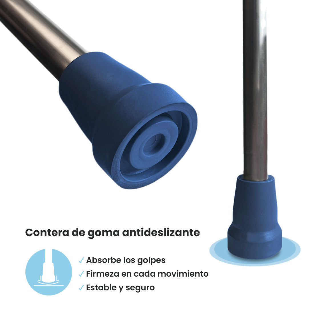 Muleta Bastón Inglés de Aluminio (x1 ud) | Altura Ajustable | Resiste 125 kg | Empuñadura Ergonómica | Diseño Moderno | Color Azul