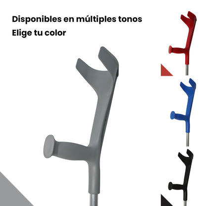 Muleta Bastón Inglés de Aluminio (x1 ud) | Altura Ajustable | Resiste 125 kg | Empuñadura Ergonómica | Diseño Moderno | Color Gris