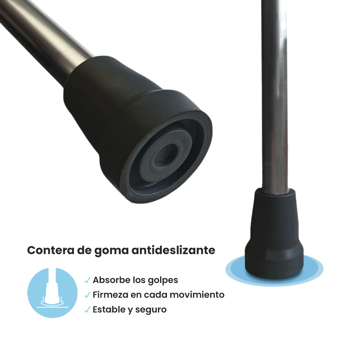 Muleta Bastón Inglés de Aluminio (x1 ud) | Altura Ajustable | Resiste 125 kg | Empuñadura Ergonómica | Diseño Moderno