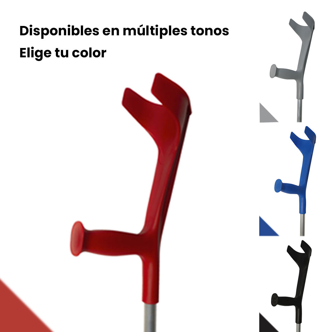 Muleta Bastón Inglés de Aluminio (x1 ud) | Altura Ajustable | Resiste 125 kg | Empuñadura Ergonómica | Diseño Moderno | Color Rojo
