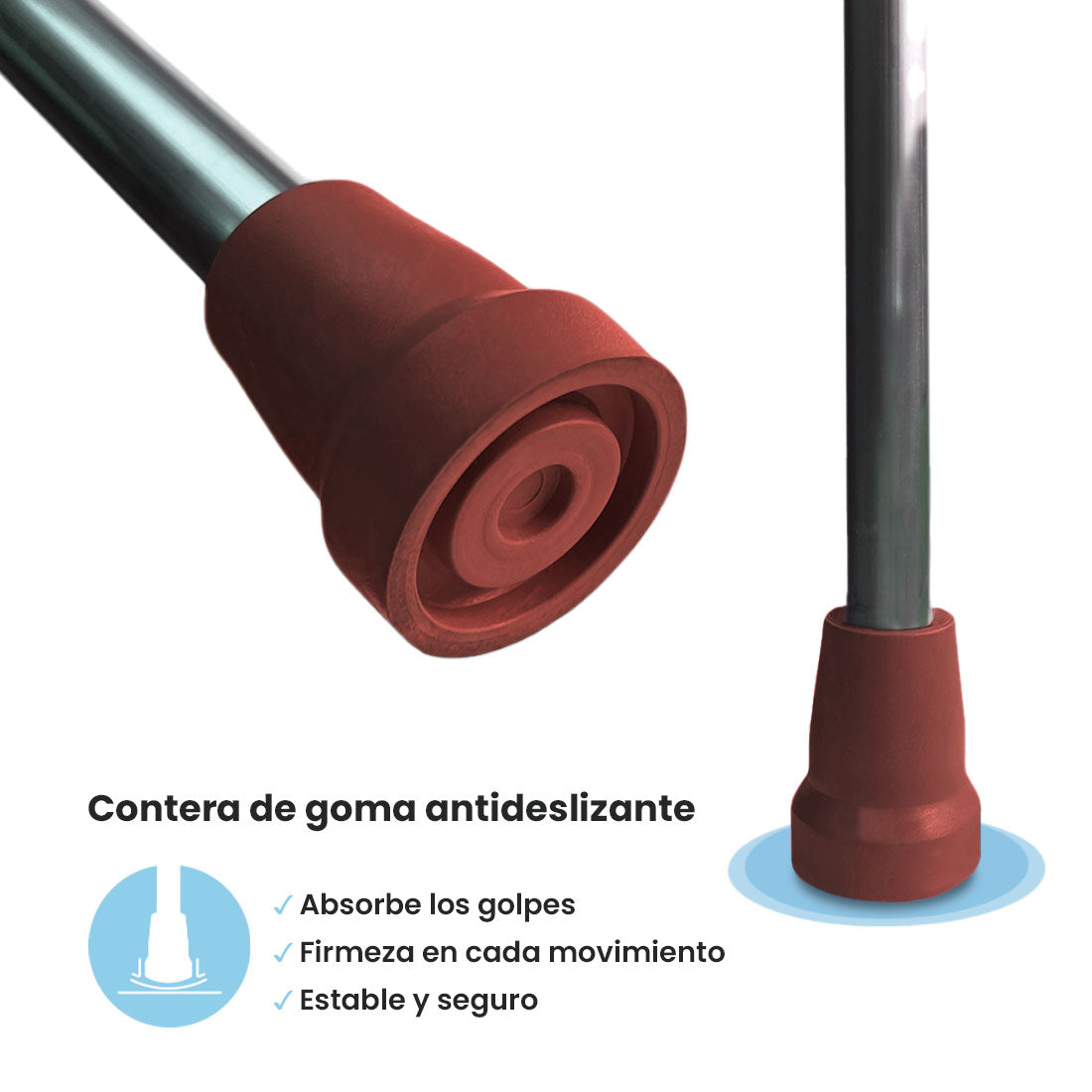 Muleta Bastón Inglés de Aluminio (x1 ud) | Altura Ajustable | Resiste 125 kg | Empuñadura Ergonómica | Diseño Moderno | Color Rojo