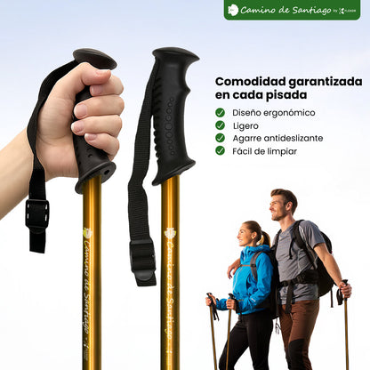 Bastón de Trekking "Camino de Santiago" – Altura Ajustable, Amortiguación, Aluminio Ligero