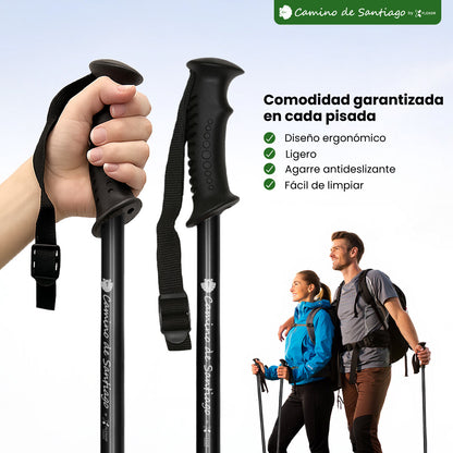 Bastón de Trekking "Camino de Santiago" – Altura Ajustable, Amortiguación, Aluminio Ligero