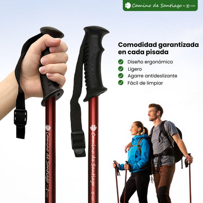 Bastón de Trekking "Camino de Santiago" – Altura Ajustable, Amortiguación, Aluminio Ligero