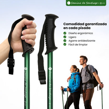 Bastón de Trekking "Camino de Santiago" – Altura Ajustable, Amortiguación, Aluminio Ligero