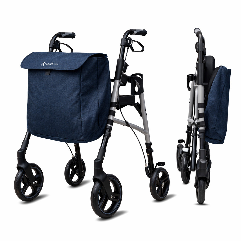 Andador para adultos mayores con asiento y bolsa – Ligero, plegable y ajustable