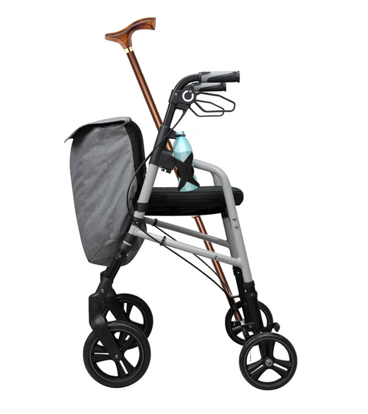 Andador para Adultos con Asiento y Bolsa – Plegable y Ajustable - Gris