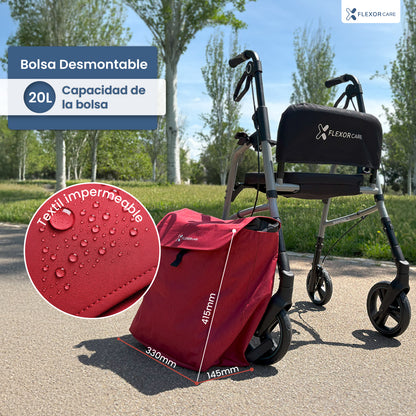 Andador para Adultos con Asiento y Bolsa – Plegable y Ajustable - Azul